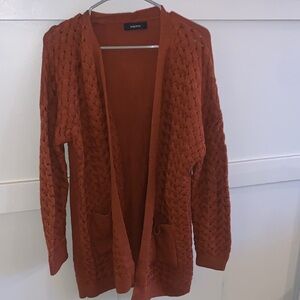 DOKOTOO 2025 Open Front Chunky Cable Knit Cardigan in Brown